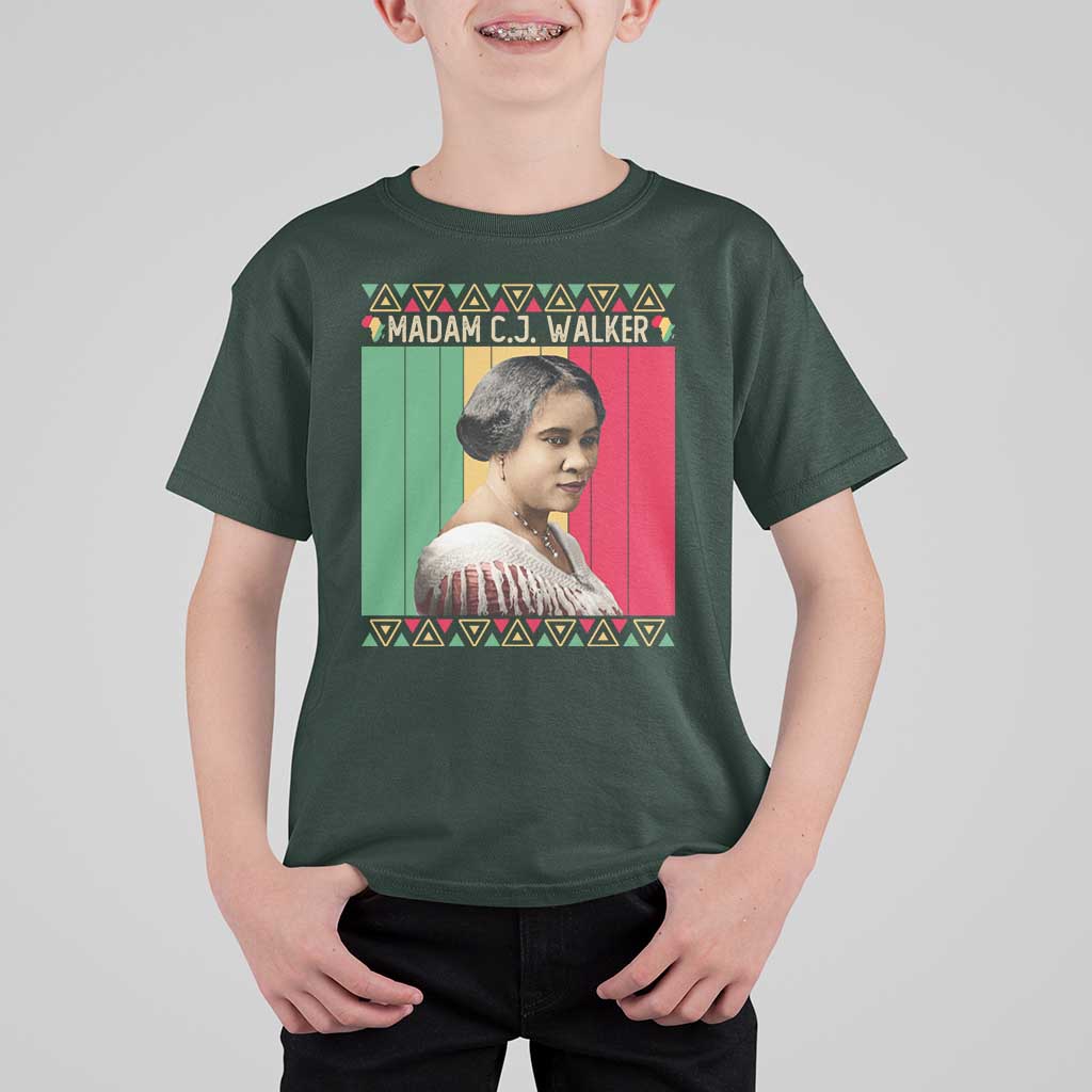 Madam CJ Walker Retro Sunset T Shirt For Kid Strong Black Woman Leader - Wonder Print Shop