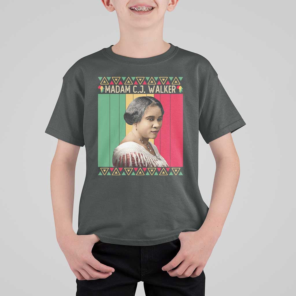 Madam CJ Walker Retro Sunset T Shirt For Kid Strong Black Woman Leader - Wonder Print Shop