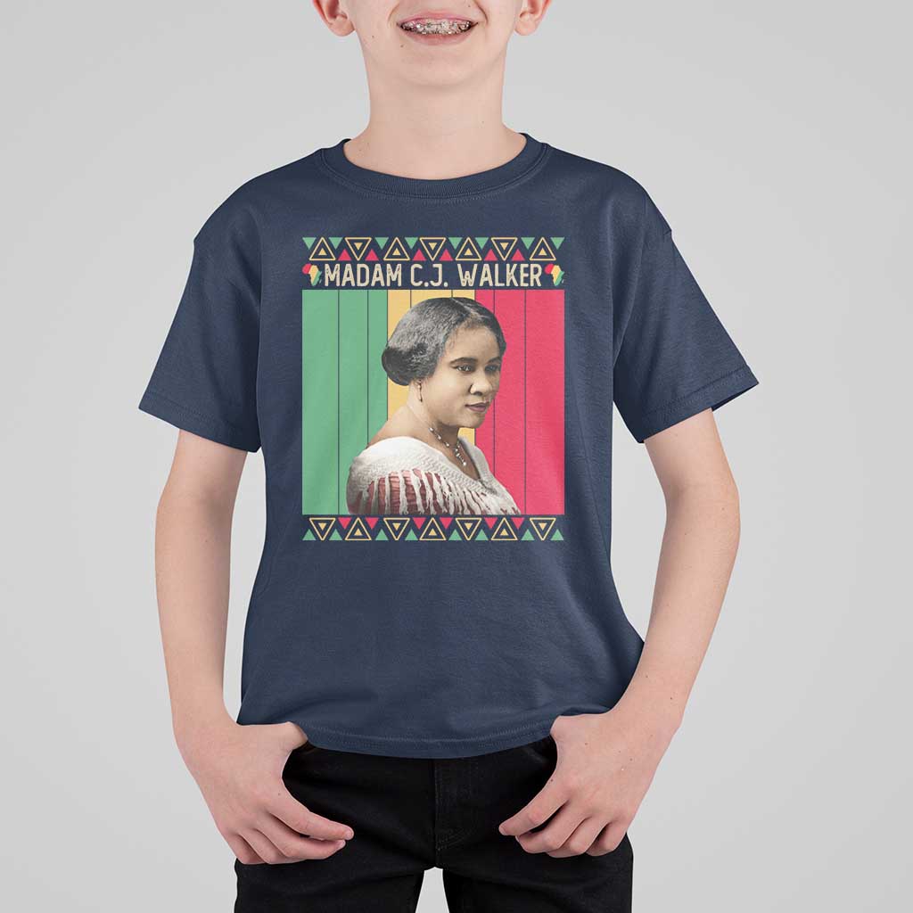 Madam CJ Walker Retro Sunset T Shirt For Kid Strong Black Woman Leader - Wonder Print Shop