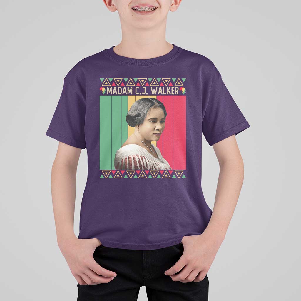 Madam CJ Walker Retro Sunset T Shirt For Kid Strong Black Woman Leader - Wonder Print Shop