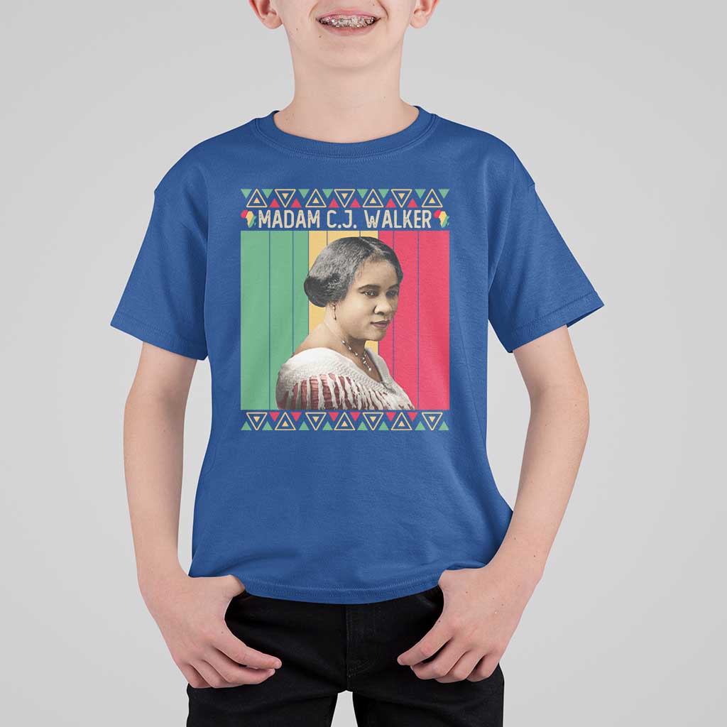 Madam CJ Walker Retro Sunset T Shirt For Kid Strong Black Woman Leader - Wonder Print Shop