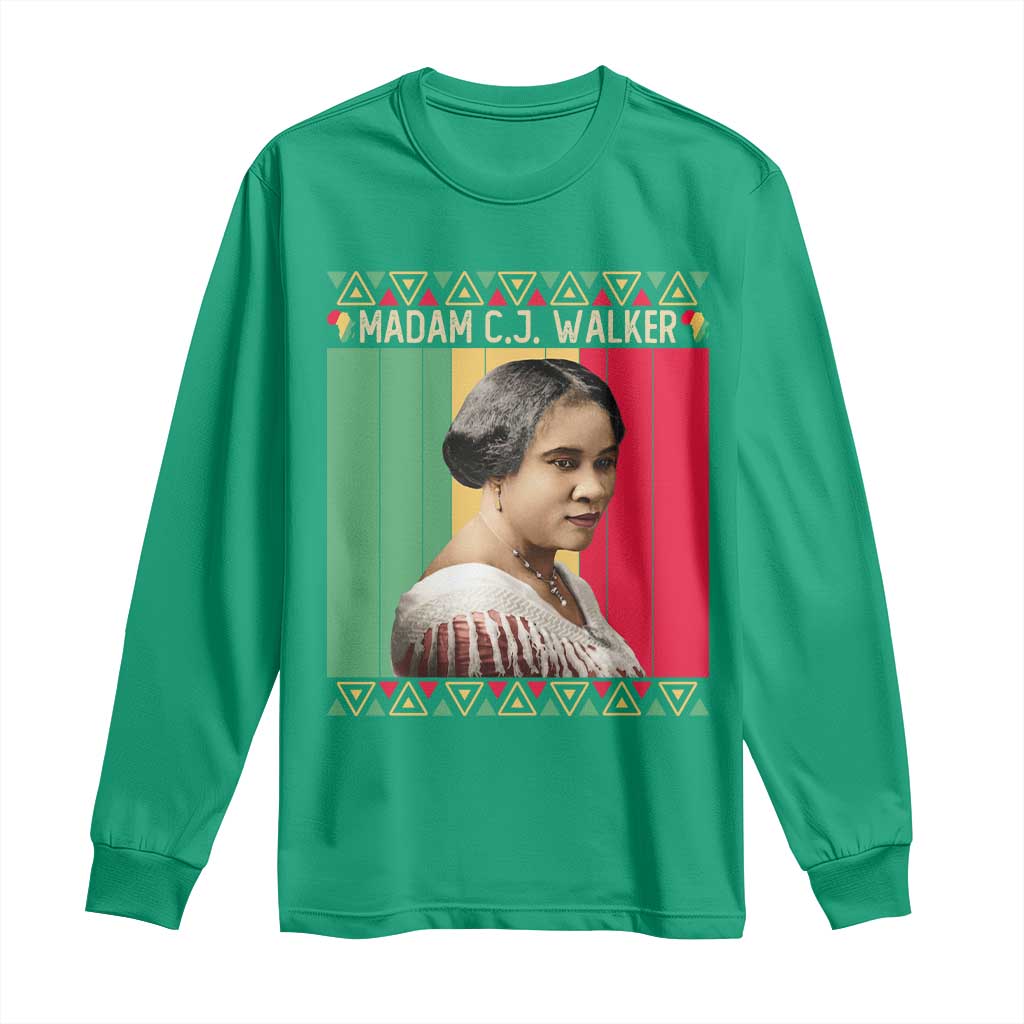 Madam CJ Walker Retro Sunset Long Sleeve Shirt Strong Black Woman Leader - Wonder Print Shop
