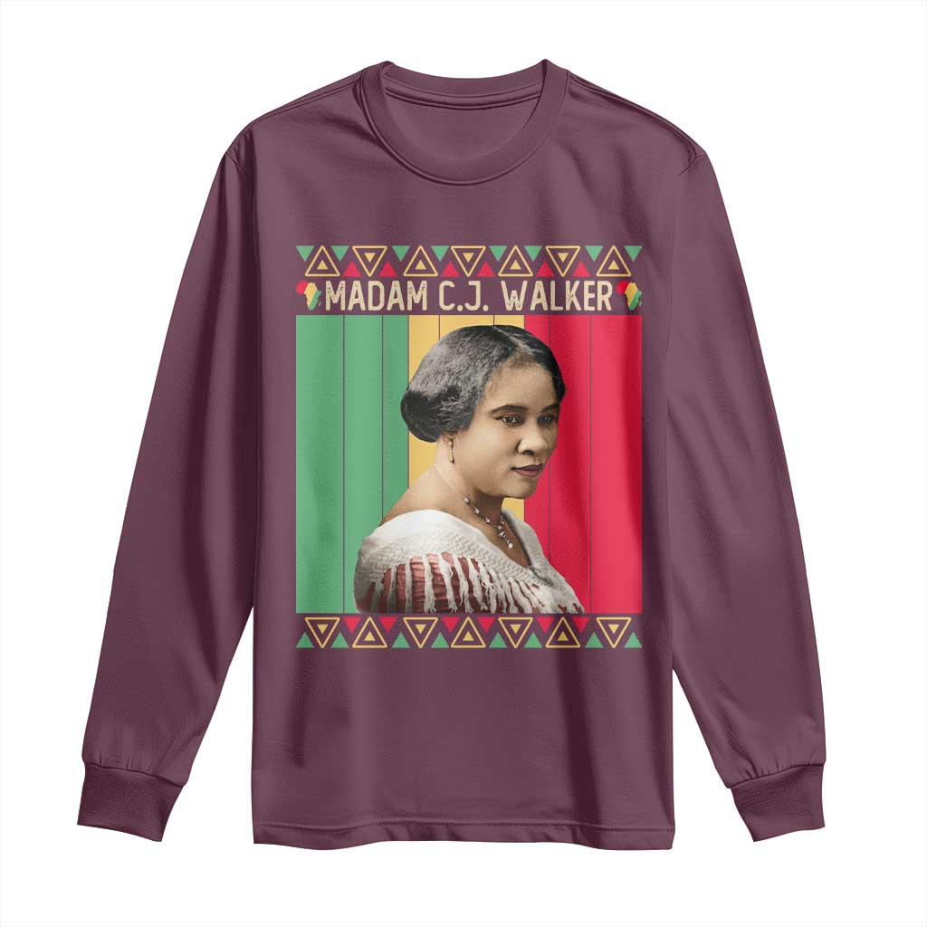 Madam CJ Walker Retro Sunset Long Sleeve Shirt Strong Black Woman Leader - Wonder Print Shop