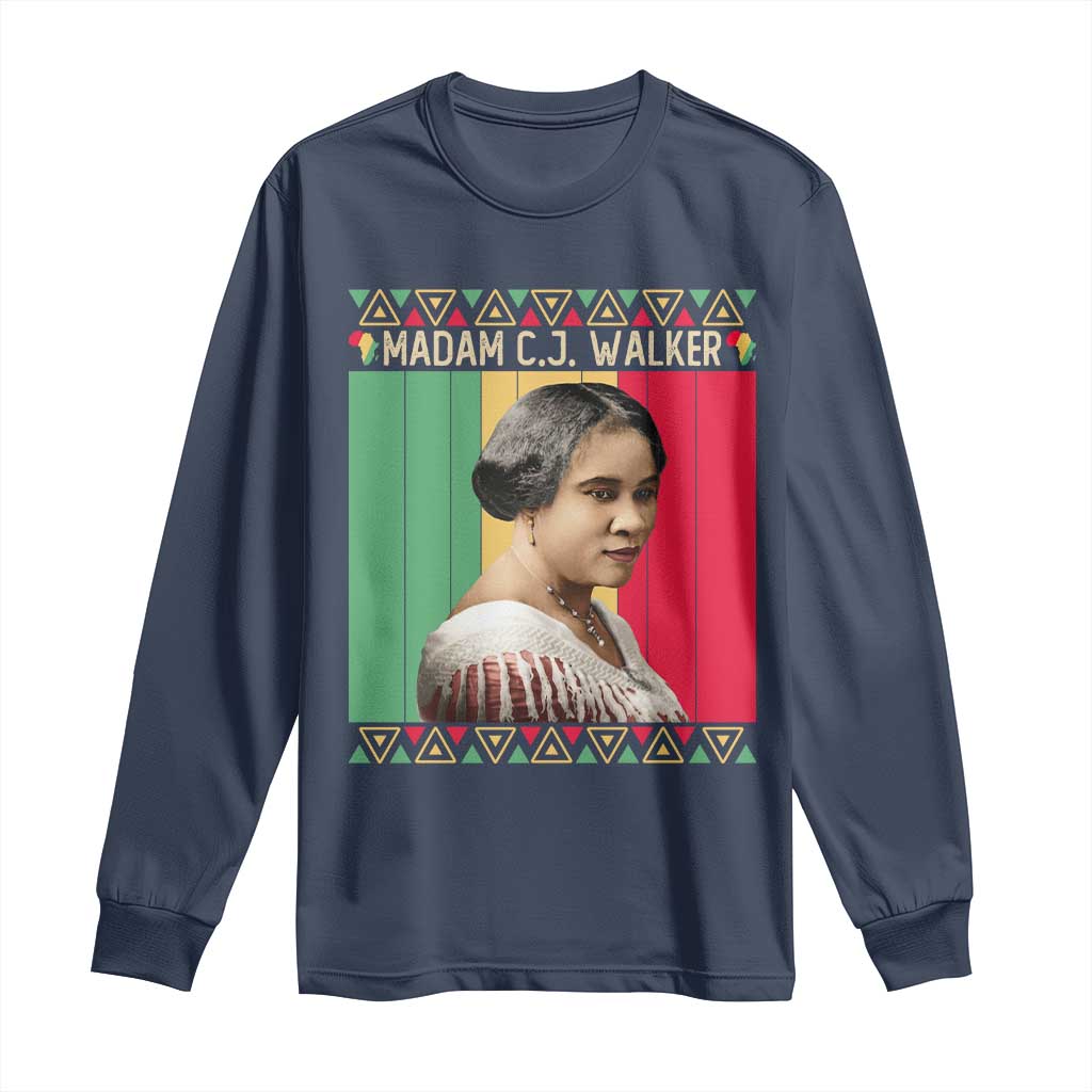 Madam CJ Walker Retro Sunset Long Sleeve Shirt Strong Black Woman Leader - Wonder Print Shop