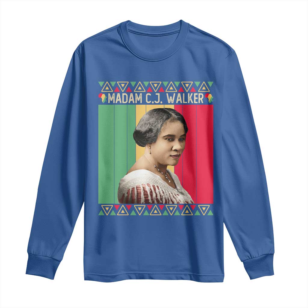 Madam CJ Walker Retro Sunset Long Sleeve Shirt Strong Black Woman Leader - Wonder Print Shop