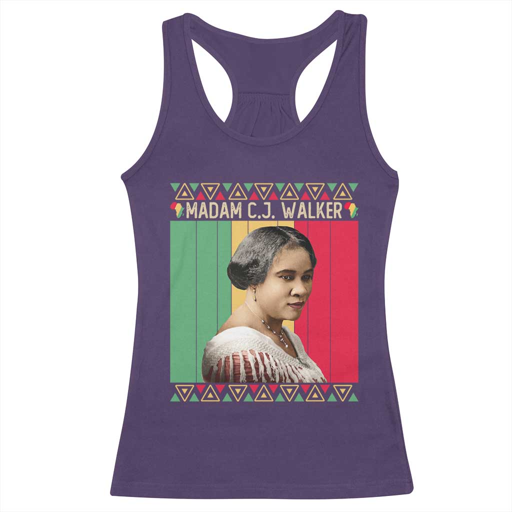 Madam CJ Walker Retro Sunset Racerback Tank Top Strong Black Woman Leader - Wonder Print Shop