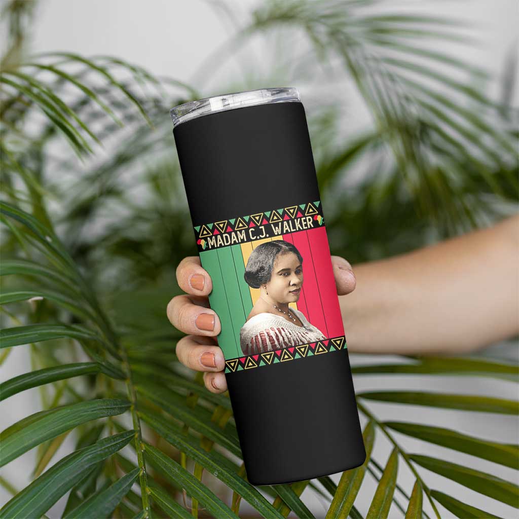 Madam CJ Walker Retro Sunset Skinny Tumbler Strong Black Woman Leader - Wonder Print Shop