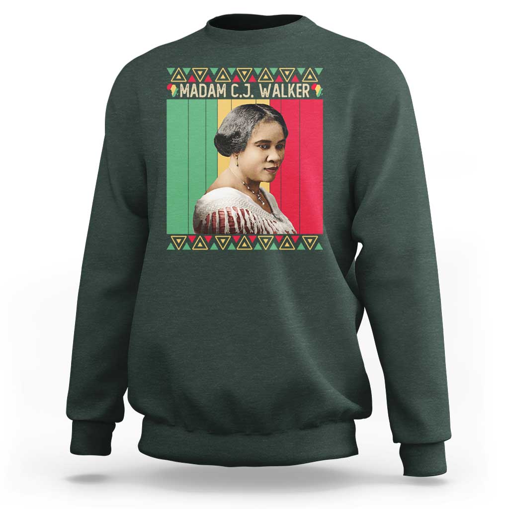Madam CJ Walker Retro Sunset Sweatshirt Strong Black Woman Leader - Wonder Print Shop
