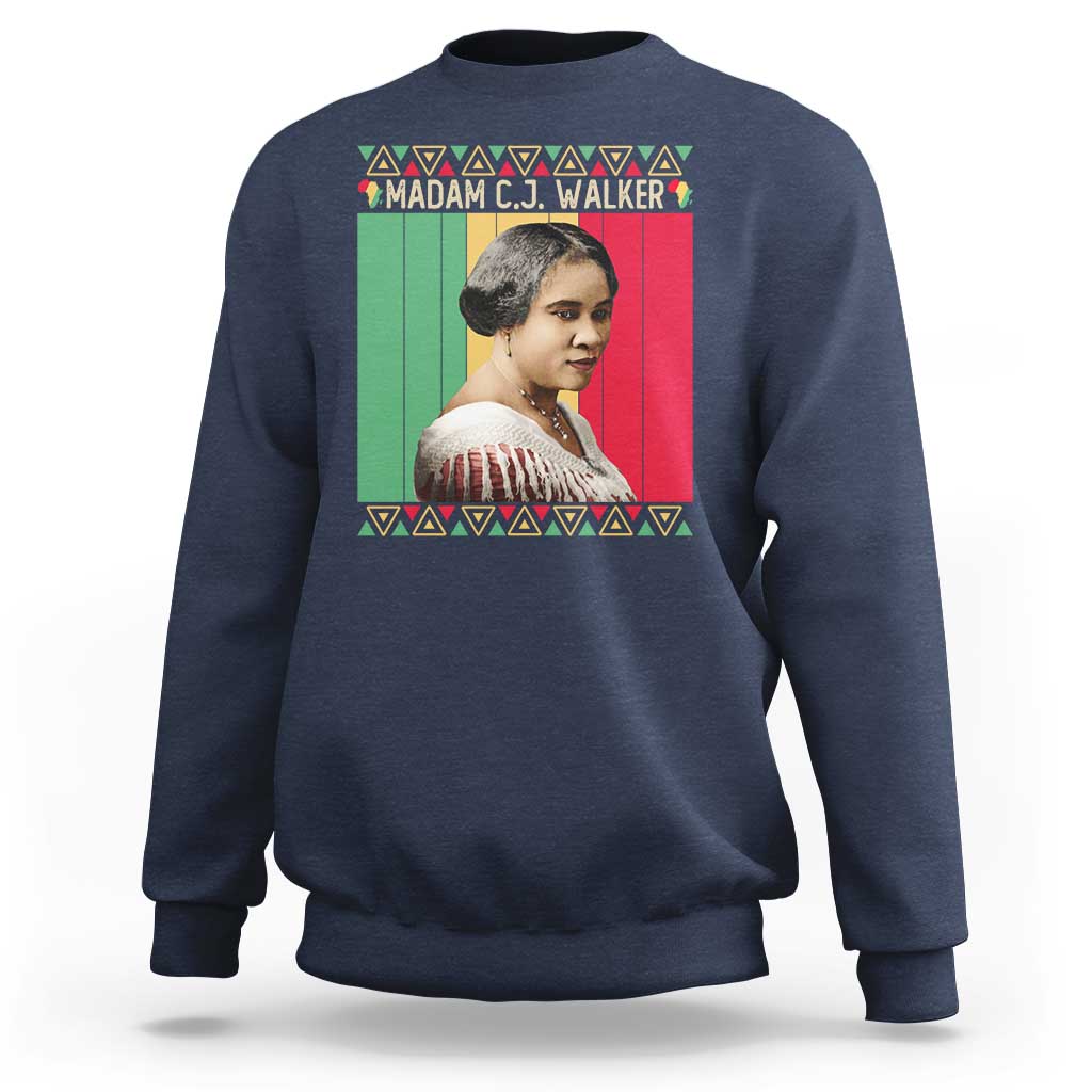 Madam CJ Walker Retro Sunset Sweatshirt Strong Black Woman Leader - Wonder Print Shop