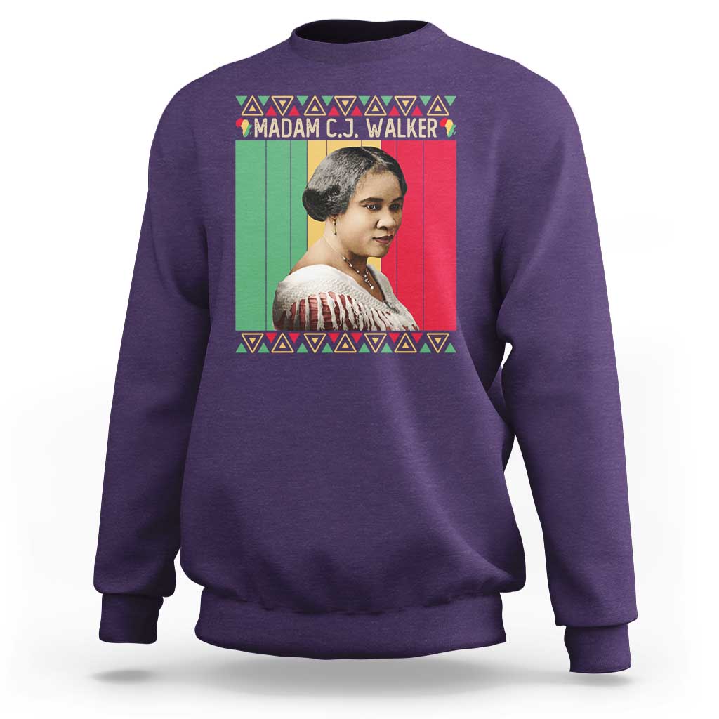 Madam CJ Walker Retro Sunset Sweatshirt Strong Black Woman Leader - Wonder Print Shop