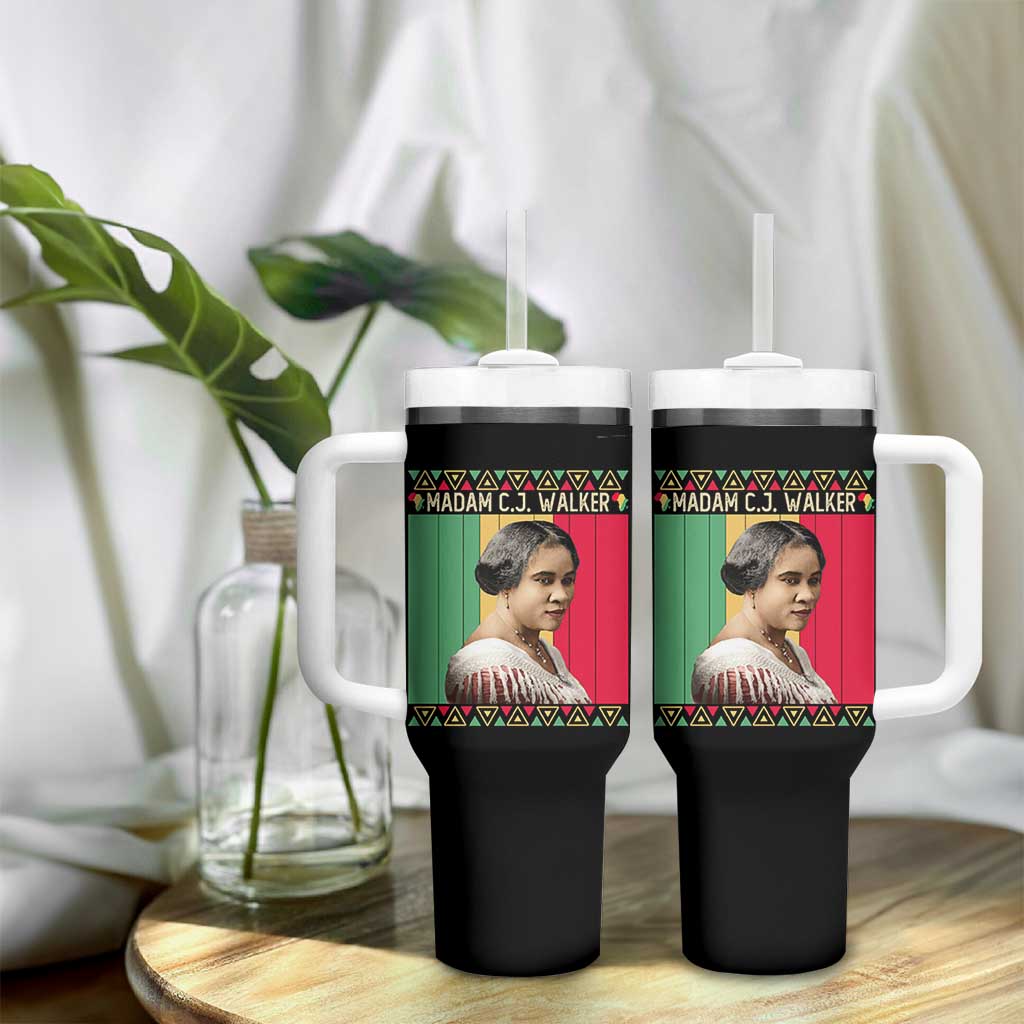 Madam CJ Walker Retro Sunset Tumbler With Handle Strong Black Woman Leader - Wonder Print Shop