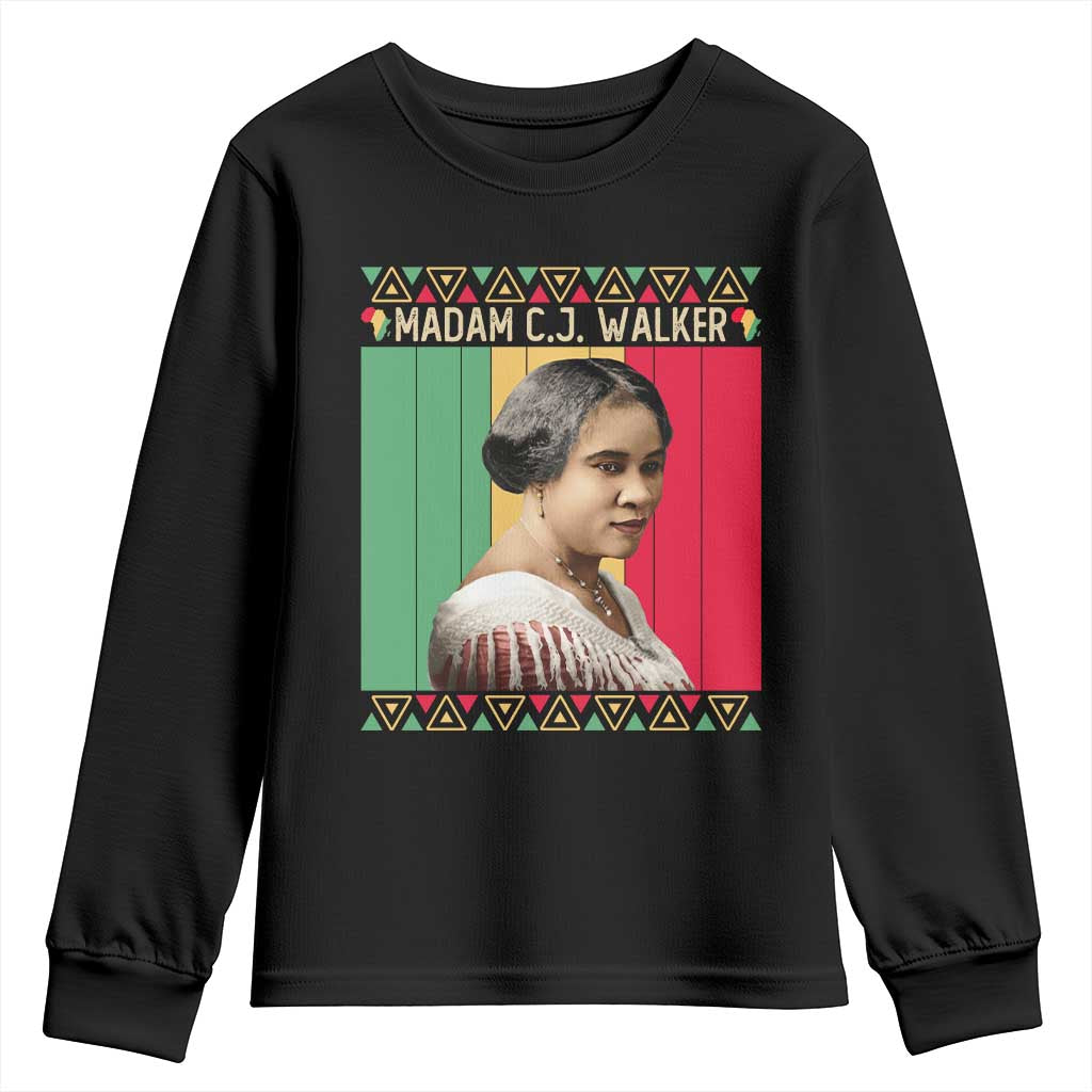 Madam CJ Walker Retro Sunset Youth Sweatshirt Strong Black Woman Leader - Wonder Print Shop