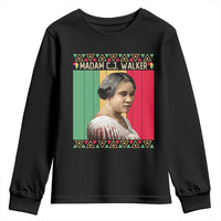 Madam CJ Walker Retro Sunset Youth Sweatshirt Strong Black Woman Leader - Wonder Print Shop