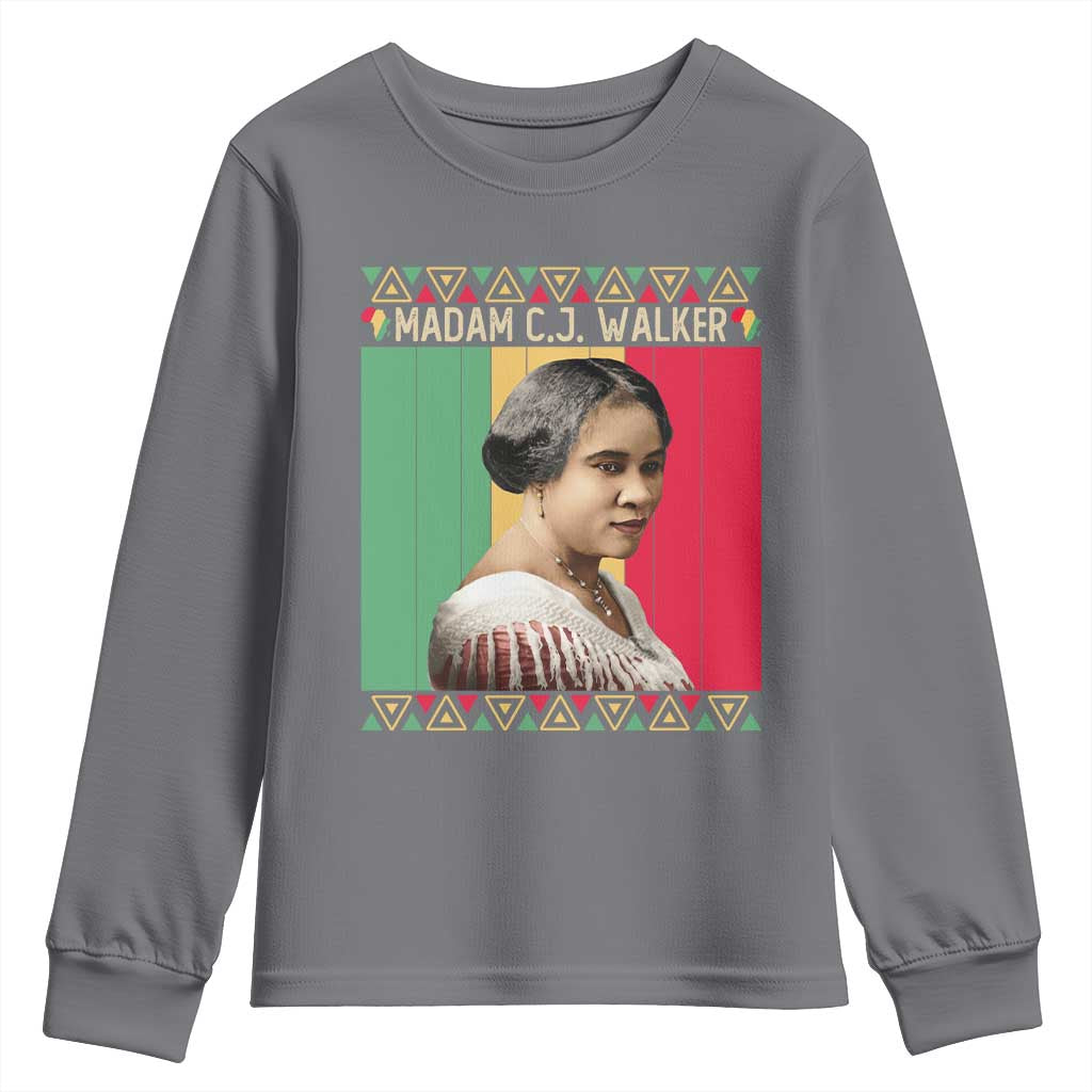 Madam CJ Walker Retro Sunset Youth Sweatshirt Strong Black Woman Leader - Wonder Print Shop
