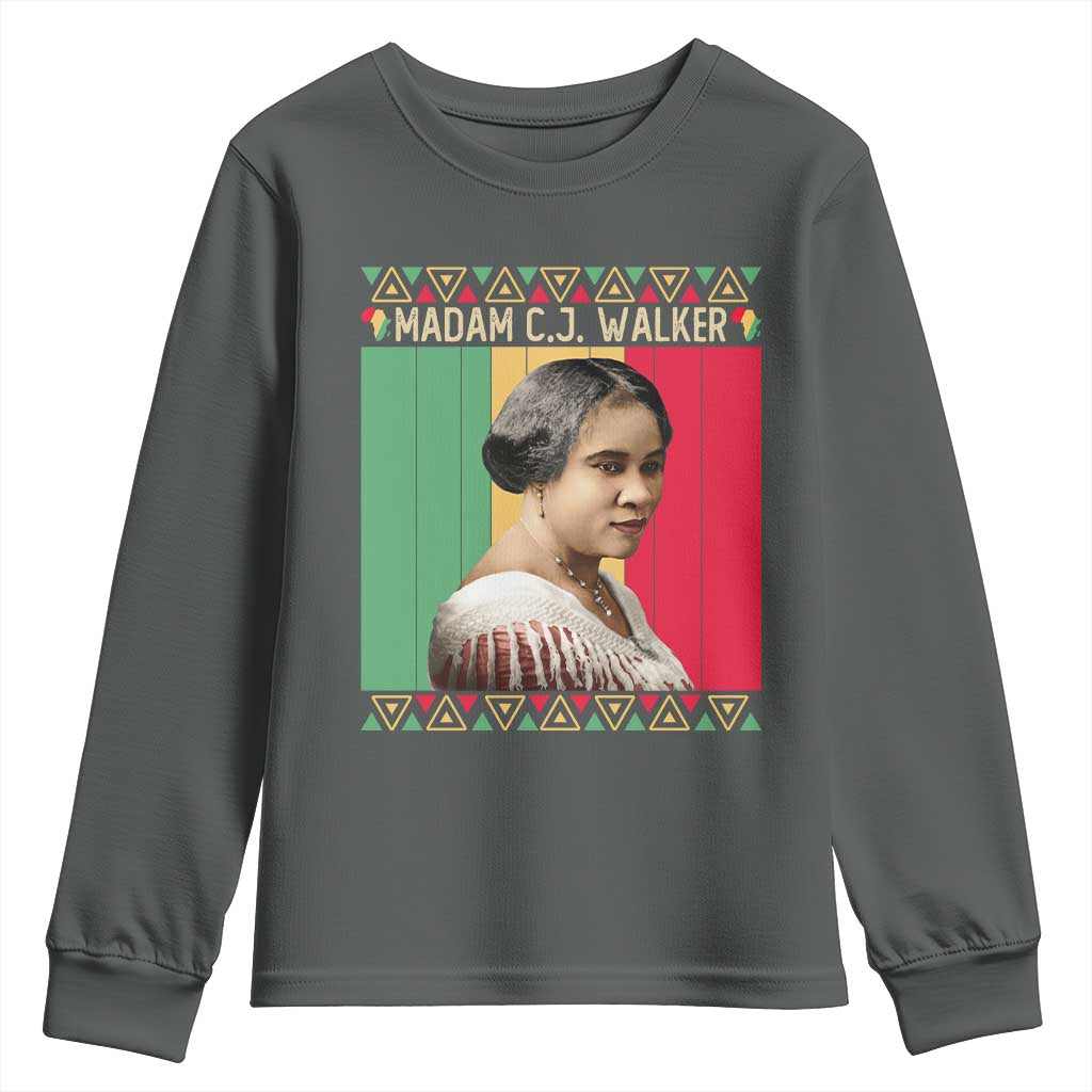 Madam CJ Walker Retro Sunset Youth Sweatshirt Strong Black Woman Leader - Wonder Print Shop