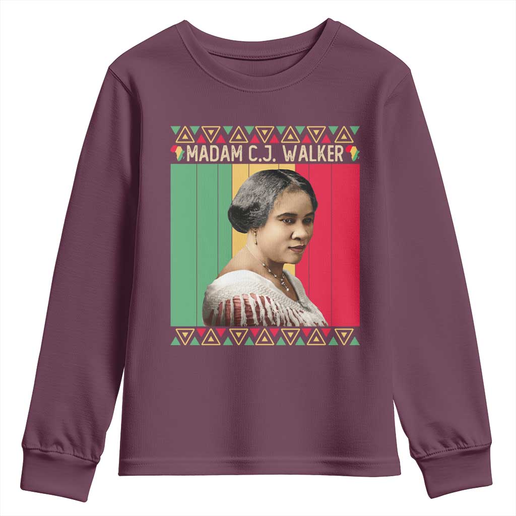 Madam CJ Walker Retro Sunset Youth Sweatshirt Strong Black Woman Leader - Wonder Print Shop