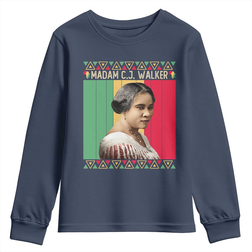 Madam CJ Walker Retro Sunset Youth Sweatshirt Strong Black Woman Leader - Wonder Print Shop