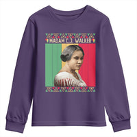 Madam CJ Walker Retro Sunset Youth Sweatshirt Strong Black Woman Leader - Wonder Print Shop
