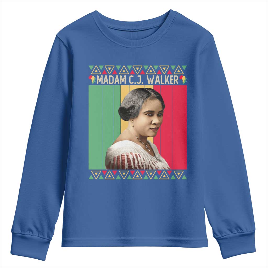 Madam CJ Walker Retro Sunset Youth Sweatshirt Strong Black Woman Leader - Wonder Print Shop
