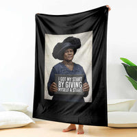 Madam CJ Walker Quote Throw Blanket I Got My Start By Giving Myself A Start - Wonder Print Shop