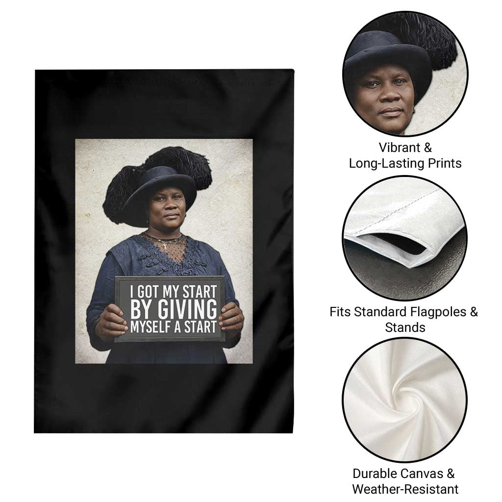 Madam CJ Walker Quote Garden Flag I Got My Start By Giving Myself A Start - Wonder Print Shop