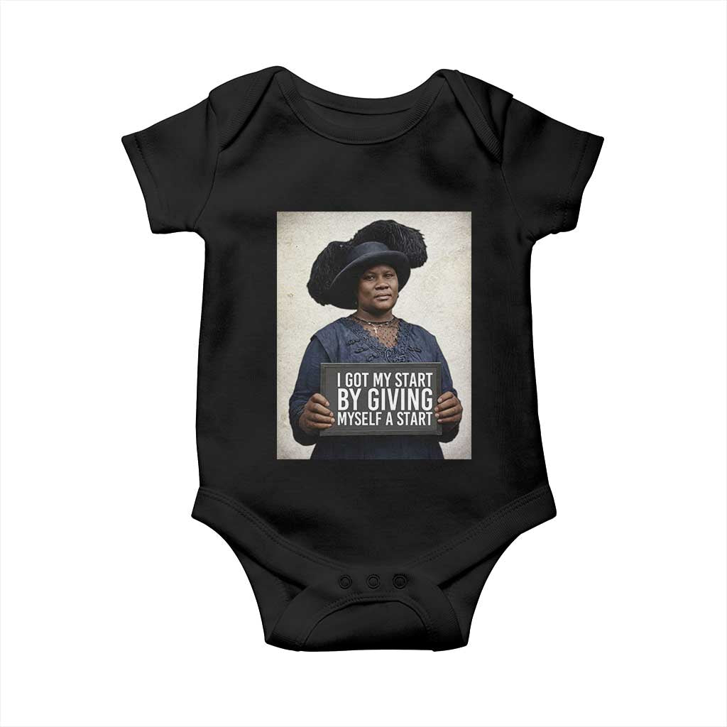 Madam CJ Walker Quote Baby Onesie I Got My Start By Giving Myself A Start - Wonder Print Shop