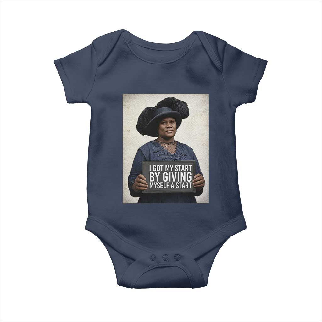 Madam CJ Walker Quote Baby Onesie I Got My Start By Giving Myself A Start - Wonder Print Shop