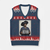Madam CJ Walker Quote V-Neck Knit Sweater Vest I Got My Start By Giving Myself A Start - Wonder Print Shop