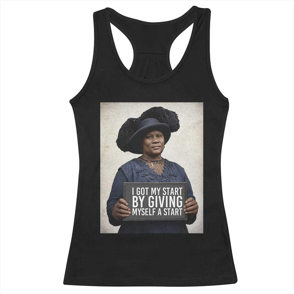 Madam CJ Walker Quote Racerback Tank Top I Got My Start By Giving Myself A Start - Wonder Print Shop