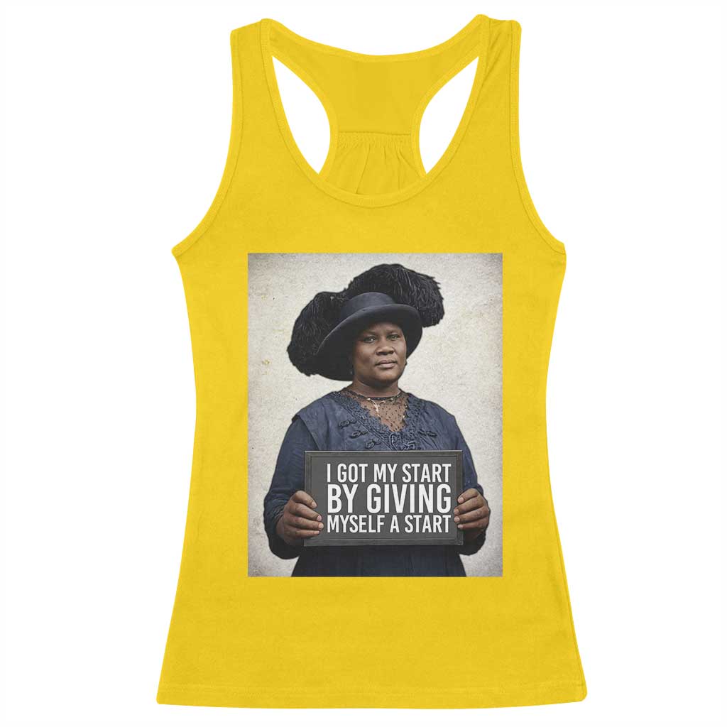 Madam CJ Walker Quote Racerback Tank Top I Got My Start By Giving Myself A Start - Wonder Print Shop