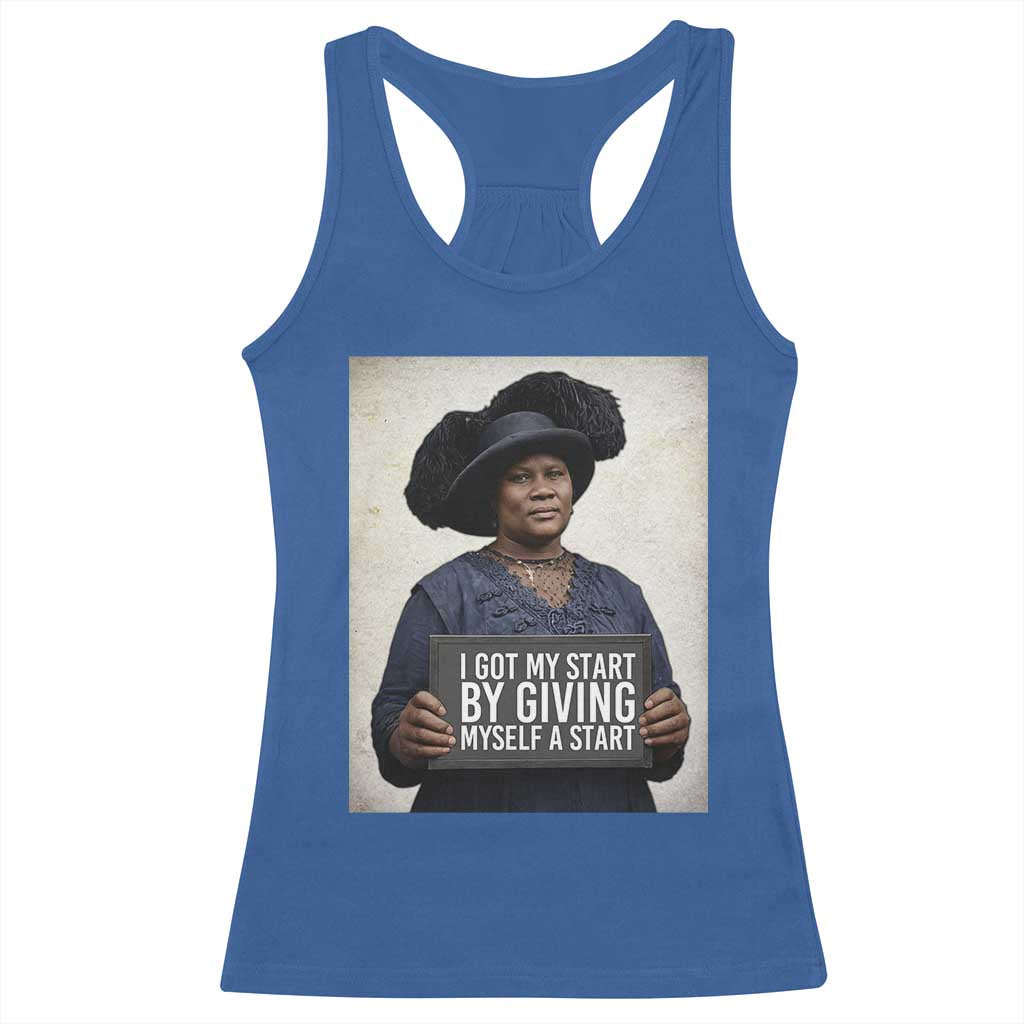 Madam CJ Walker Quote Racerback Tank Top I Got My Start By Giving Myself A Start - Wonder Print Shop