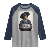 Madam CJ Walker Quote Raglan Shirt I Got My Start By Giving Myself A Start - Wonder Print Shop