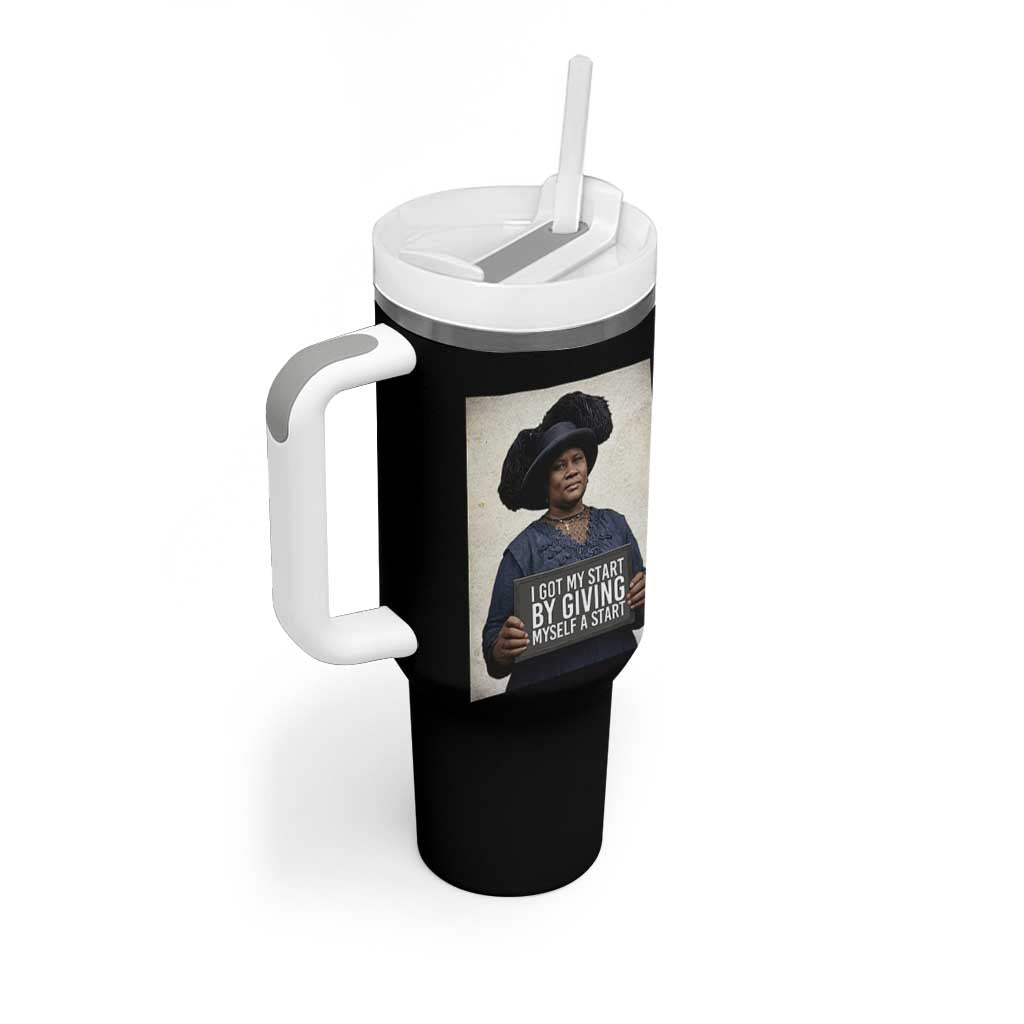 Madam CJ Walker Quote Tumbler With Handle I Got My Start By Giving Myself A Start - Wonder Print Shop