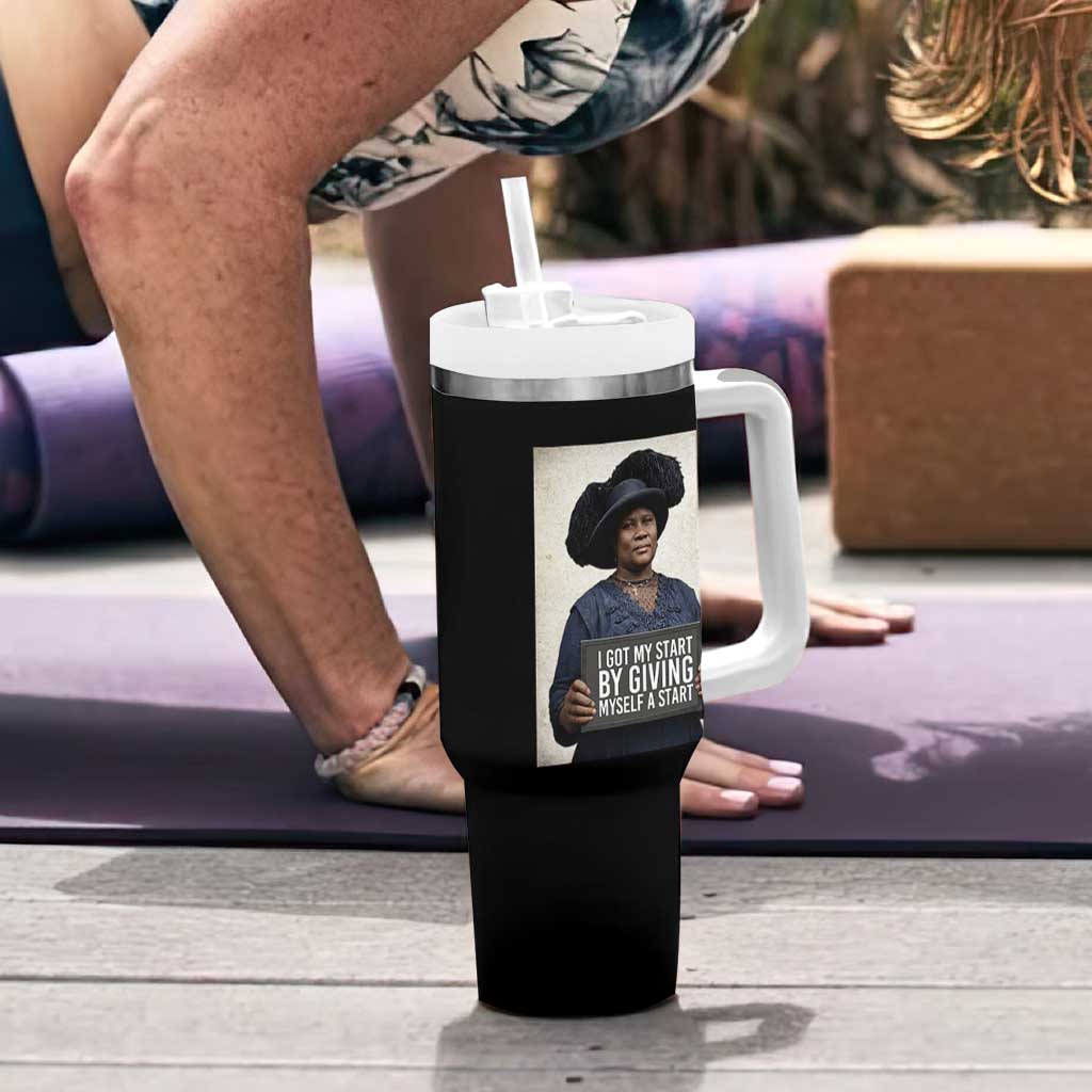 Madam CJ Walker Quote Tumbler With Handle I Got My Start By Giving Myself A Start - Wonder Print Shop