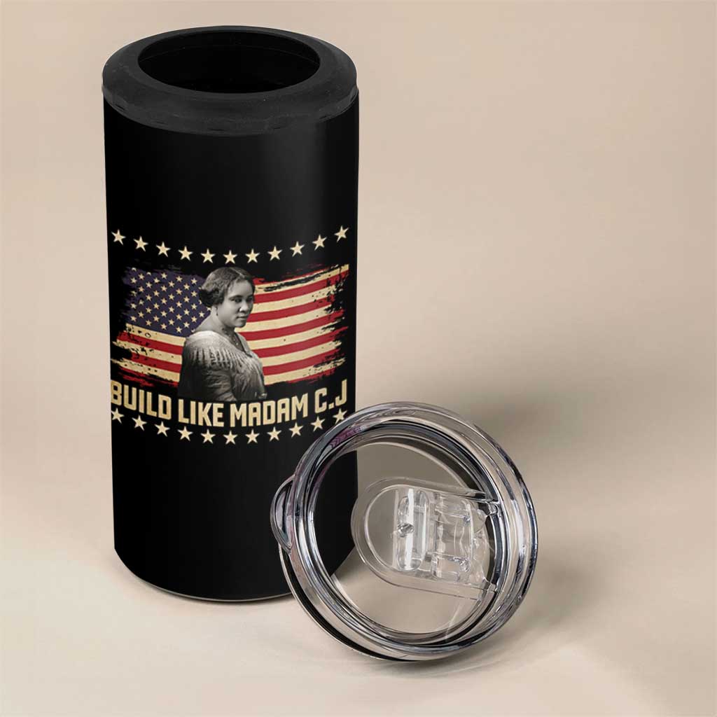 Build Like Madam CJ Walker 4 in 1 Can Cooler Tumbler Black History Month Gift - Wonder Print Shop