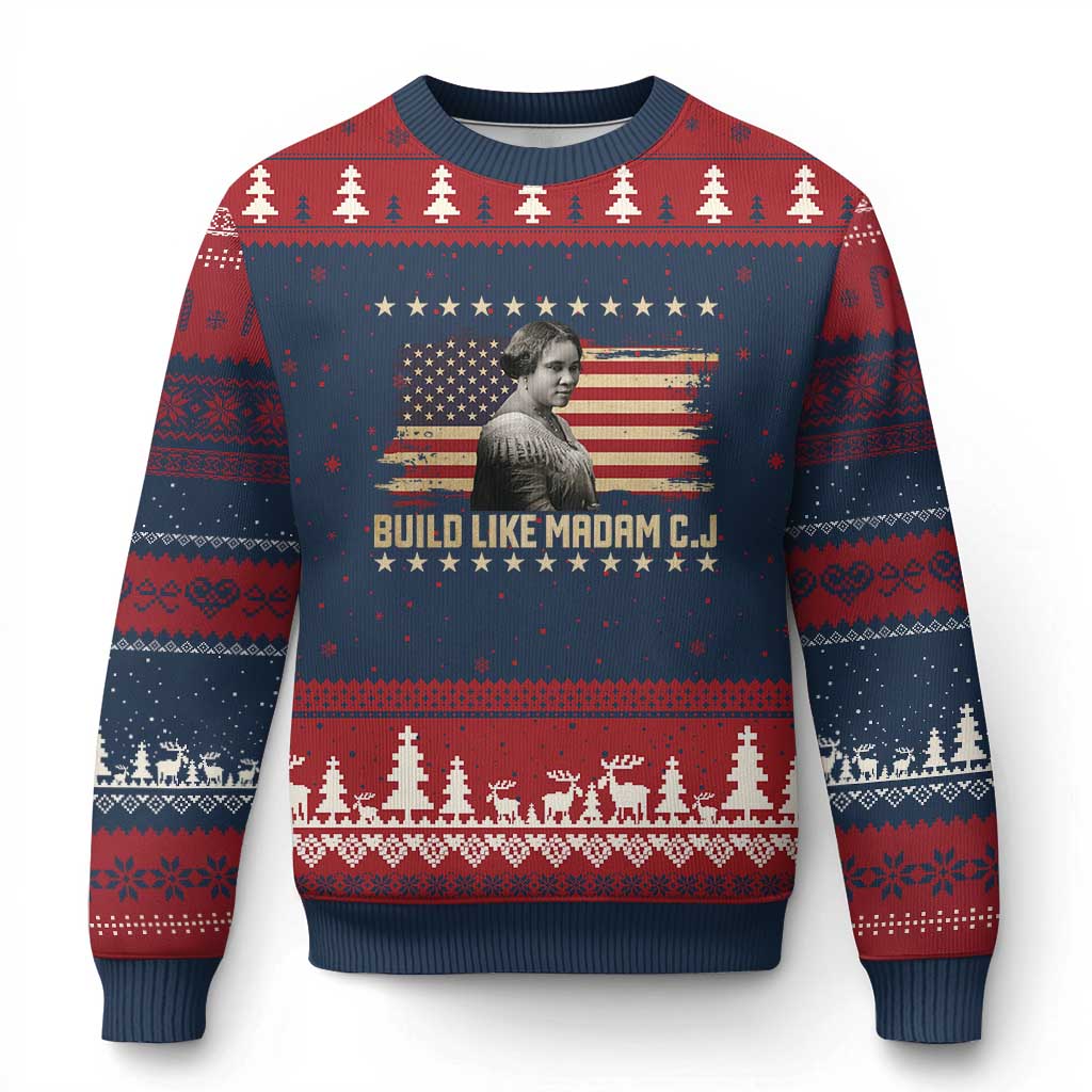 Build Like Madam CJ Walker Ugly Christmas Sweater Black History Month Gift - Wonder Print Shop