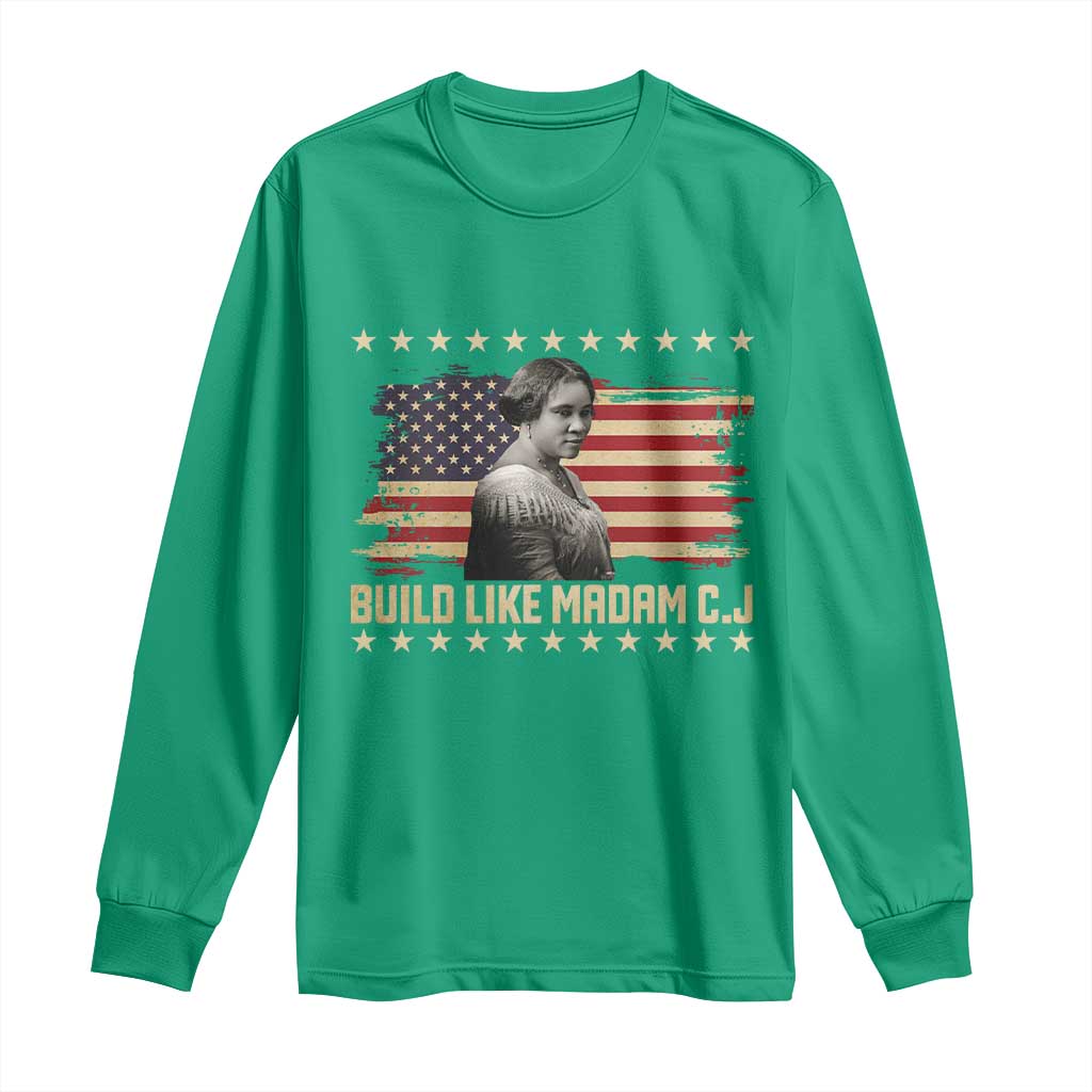 Build Like Madam CJ Walker Long Sleeve Shirt Black History Month Gift - Wonder Print Shop