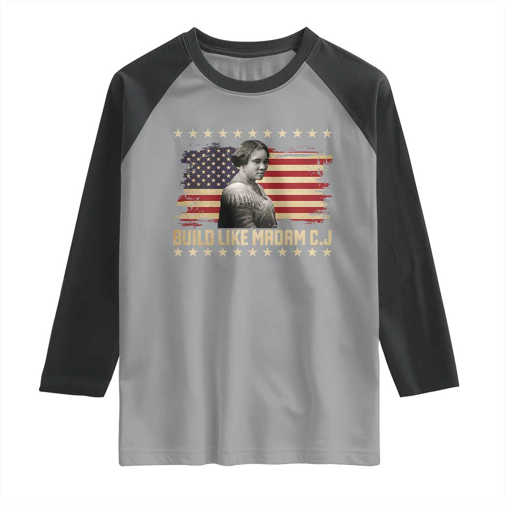 Build Like Madam CJ Walker Raglan Shirt Black History Month Gift - Wonder Print Shop