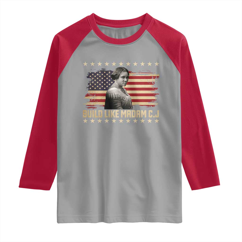 Build Like Madam CJ Walker Raglan Shirt Black History Month Gift - Wonder Print Shop