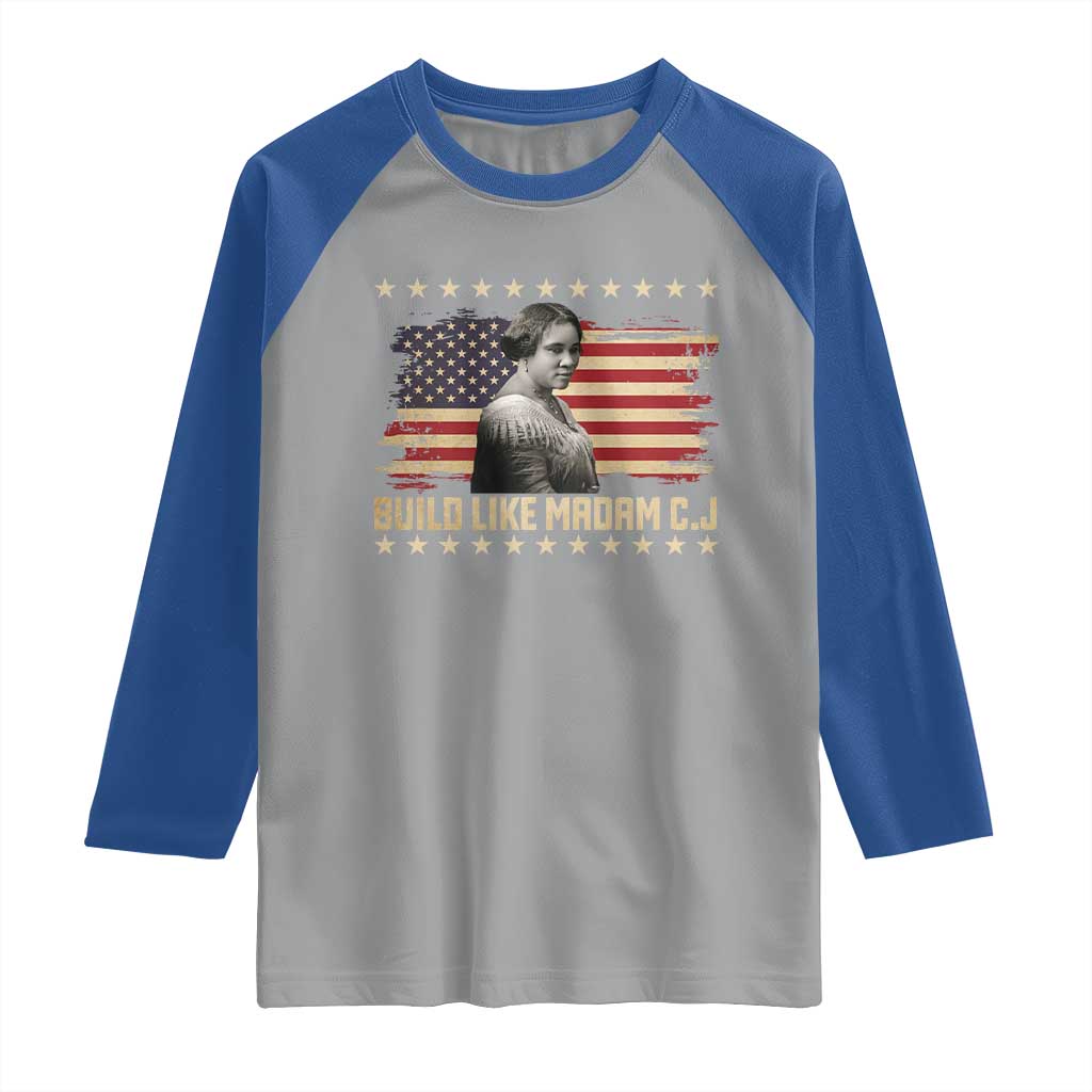 Build Like Madam CJ Walker Raglan Shirt Black History Month Gift - Wonder Print Shop