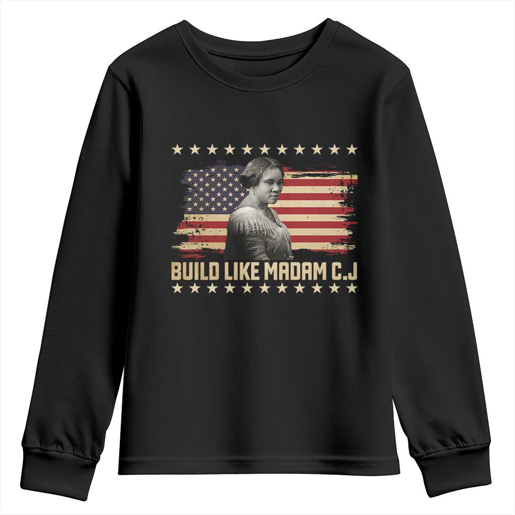 Build Like Madam CJ Walker Youth Sweatshirt Black History Month Gift - Wonder Print Shop