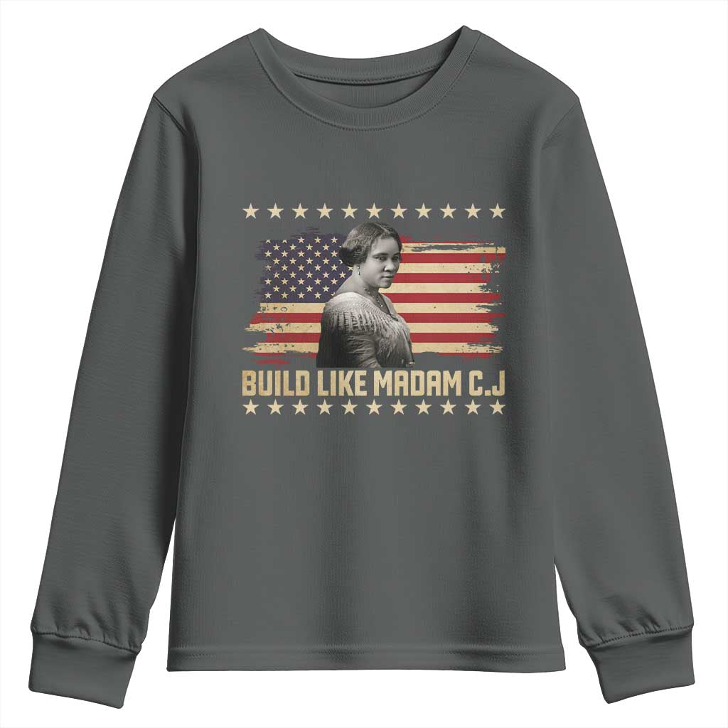 Build Like Madam CJ Walker Youth Sweatshirt Black History Month Gift - Wonder Print Shop
