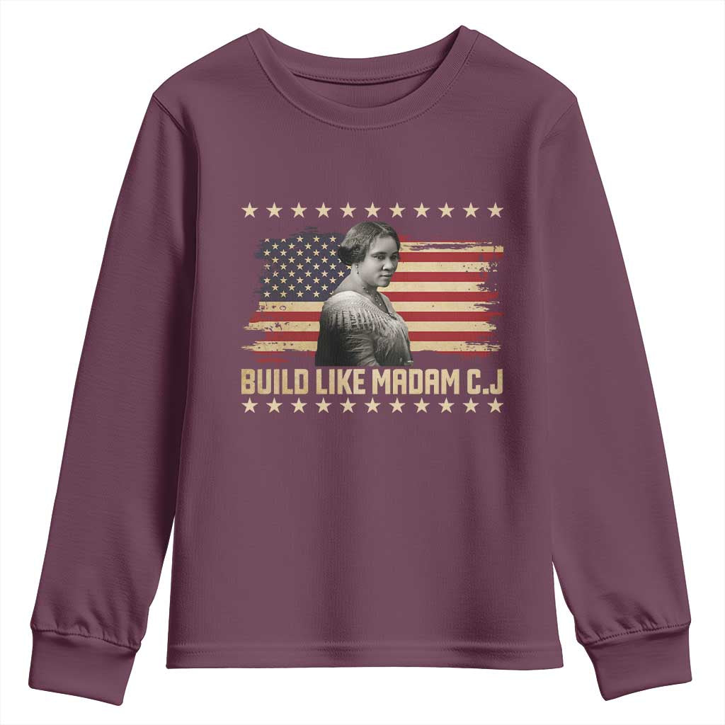 Build Like Madam CJ Walker Youth Sweatshirt Black History Month Gift - Wonder Print Shop