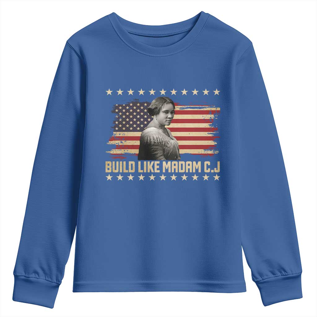 Build Like Madam CJ Walker Youth Sweatshirt Black History Month Gift - Wonder Print Shop