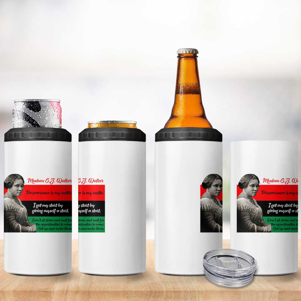 Madam CJ Walker 4 in 1 Can Cooler Tumbler Women Empowerment Inspirational Quote - Wonder Print Shop
