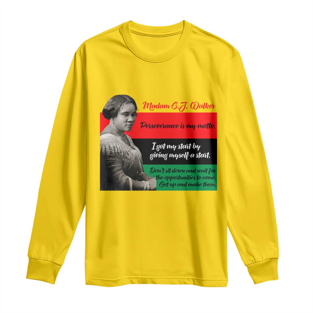 Madam CJ Walker Long Sleeve Shirt Women Empowerment Inspirational Quote - Wonder Print Shop
