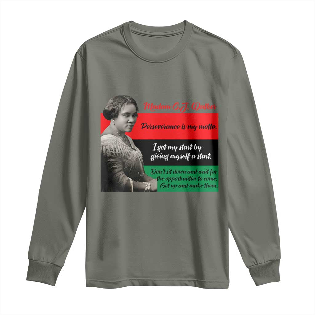 Madam CJ Walker Long Sleeve Shirt Women Empowerment Inspirational Quote - Wonder Print Shop