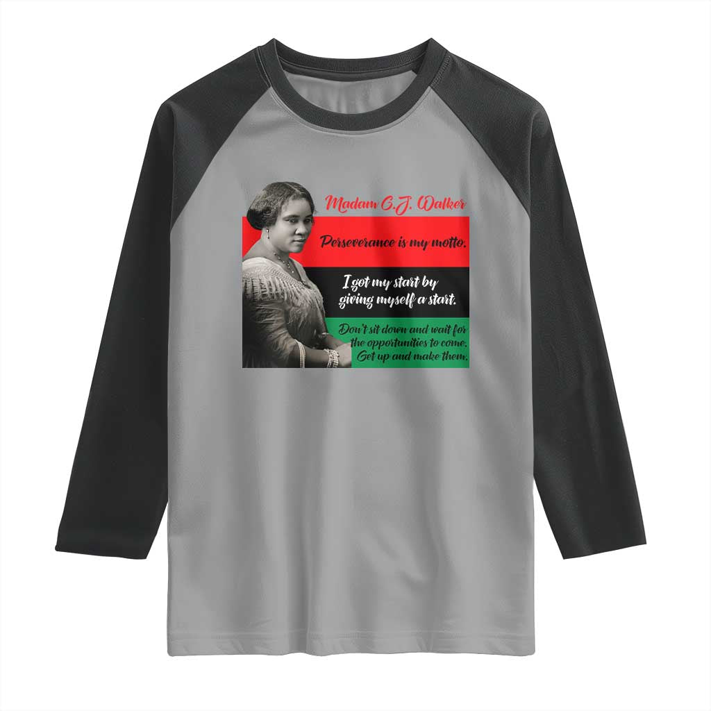 Madam CJ Walker Raglan Shirt Women Empowerment Inspirational Quote - Wonder Print Shop