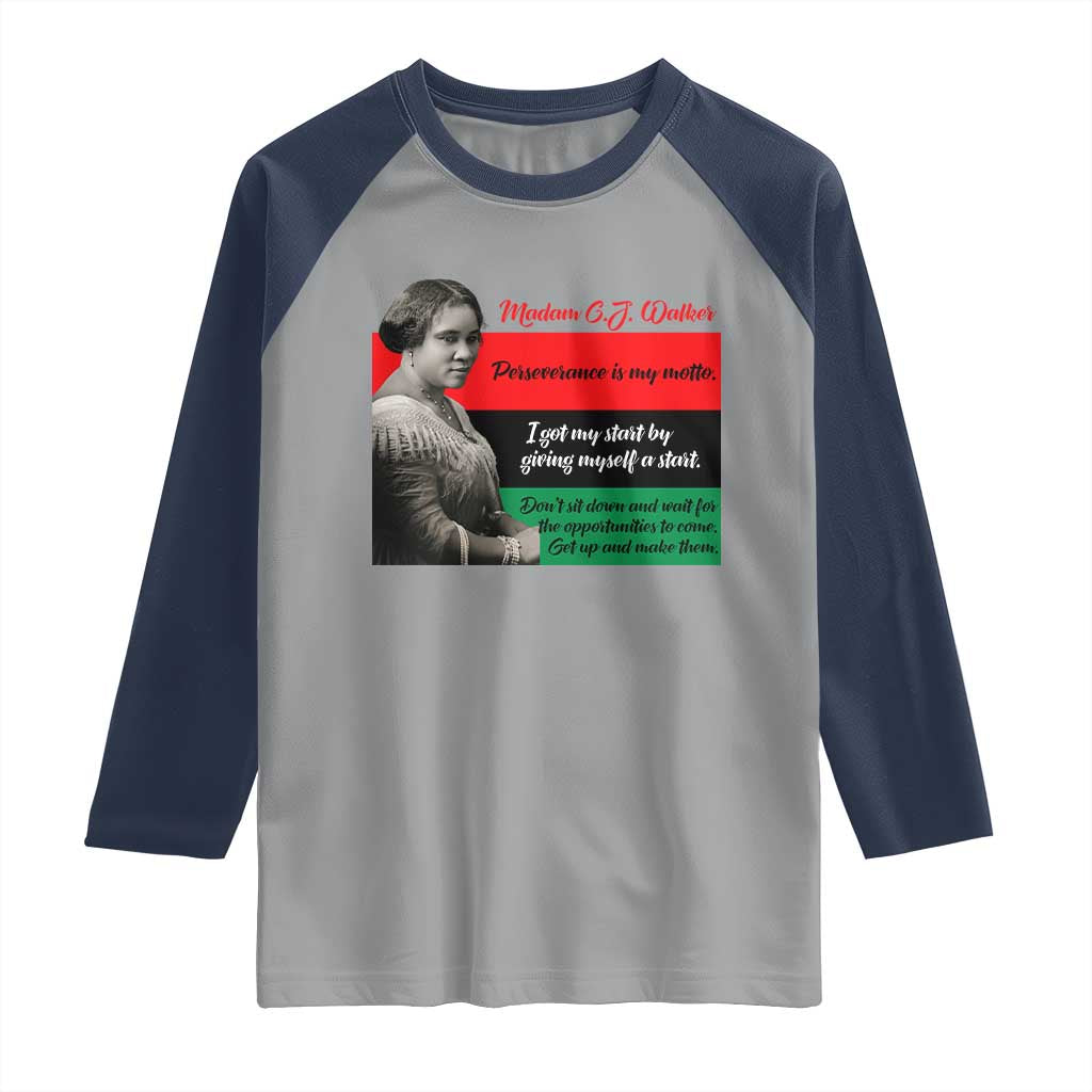 Madam CJ Walker Raglan Shirt Women Empowerment Inspirational Quote - Wonder Print Shop