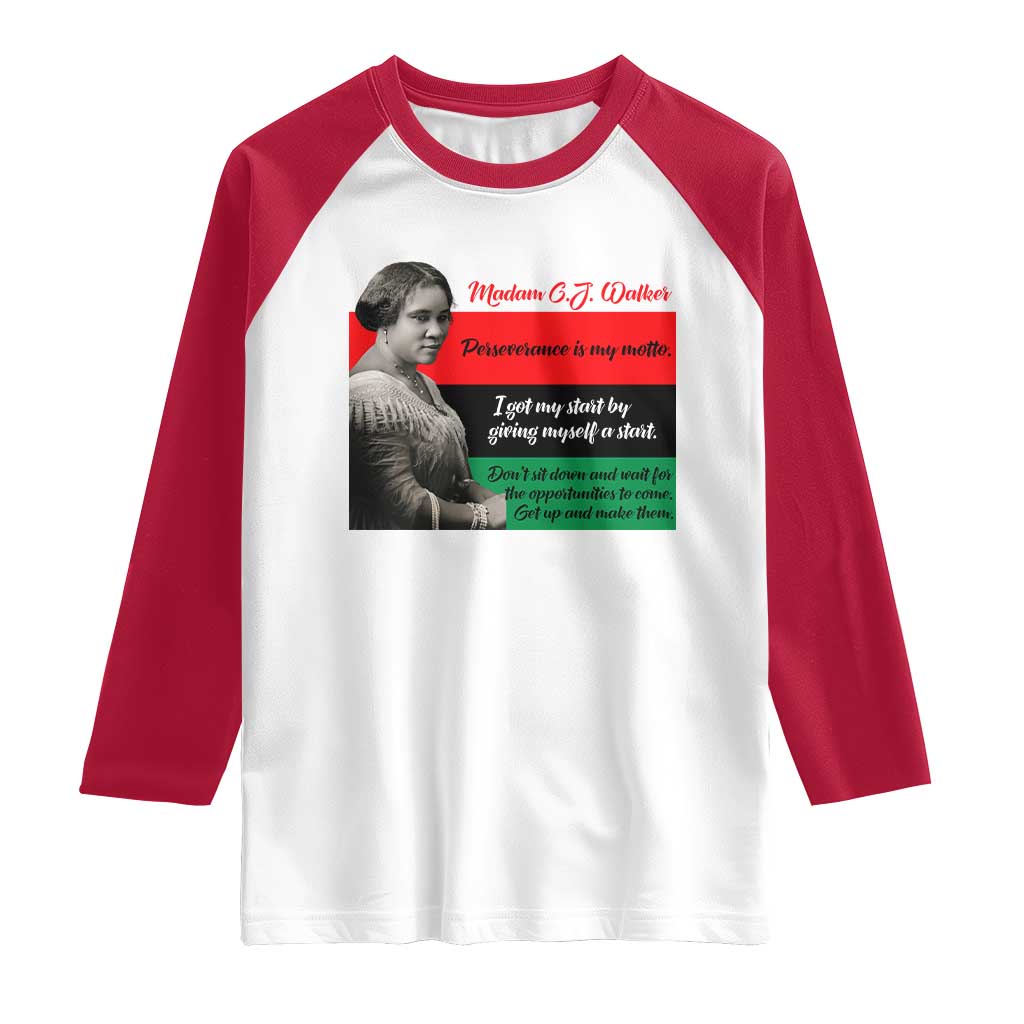 Madam CJ Walker Raglan Shirt Women Empowerment Inspirational Quote - Wonder Print Shop